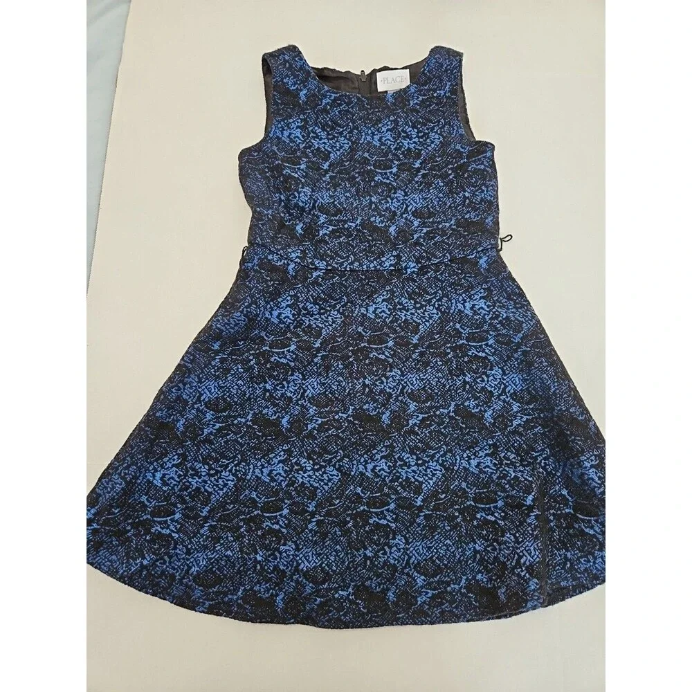 Childrens Place Fancy Dress Girl Size 6 6X Black And Metallic Blue Soft Lining